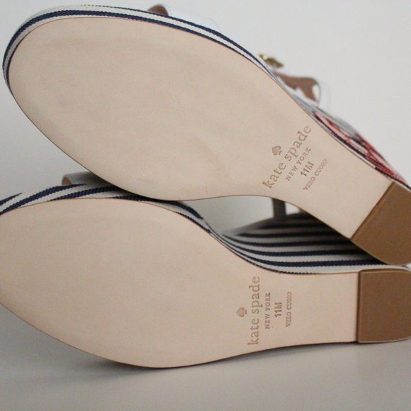 NIB Kate Spade Lobster stripe wedge Sandal sz 11 - Picture 6 of 10